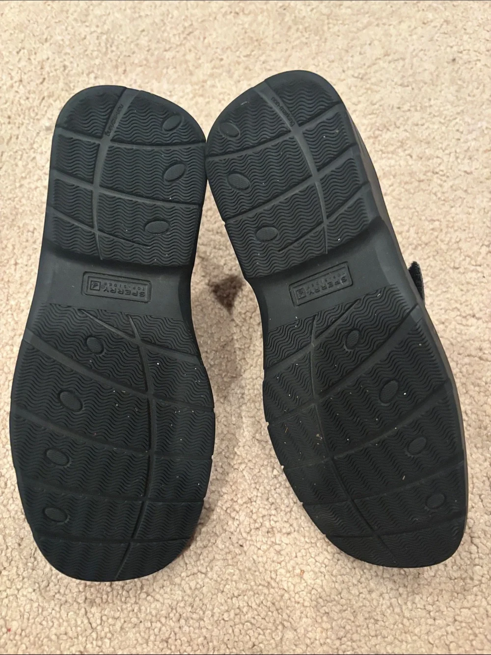 Sperry Kids Black Leather Hook-and-Loop School Shoes